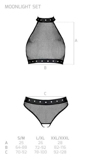 Білизна з відкритим доступом Passion MOONLIGHT SET S/M black, топ, стрінги Sex Aura | Зображення 7