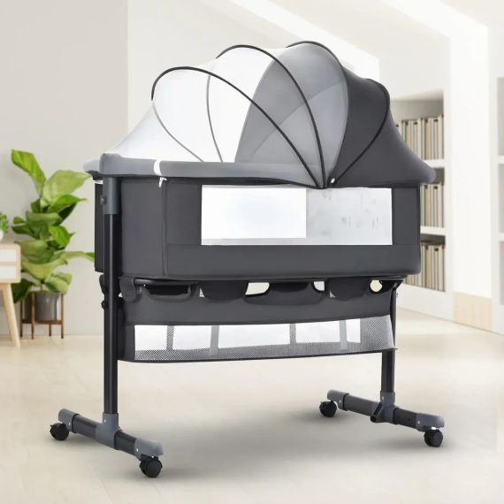 Багатофункціональне дитяче приставне ліжечко-гойдалка з пеленалним столиком