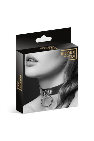 Чокер с кольцом для поводка Bijoux Pour Toi - FETISH Black, экокожа | Зображення 2