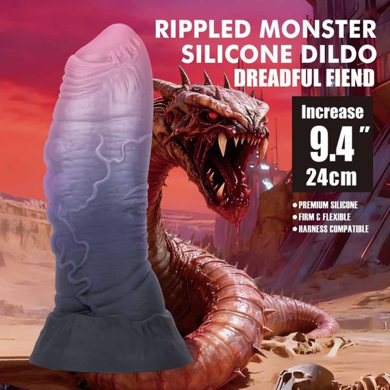 Фалоімітатор силіконовий Power Monsters Dreadful Fiend на присосці, фіолетовий, 24 см Sex Aura