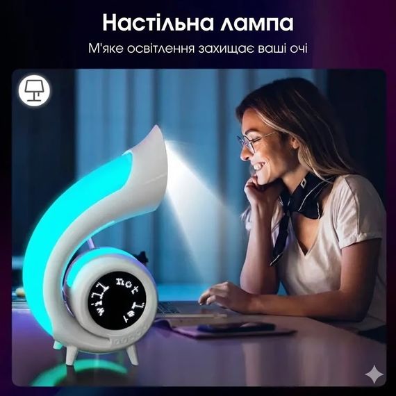 Многофункциональная Bluetooth-колонка с LED-дисплеем, будильником, часами и RGB-подсветкой Abyss G69 Pro Lyrics | Зображення 2