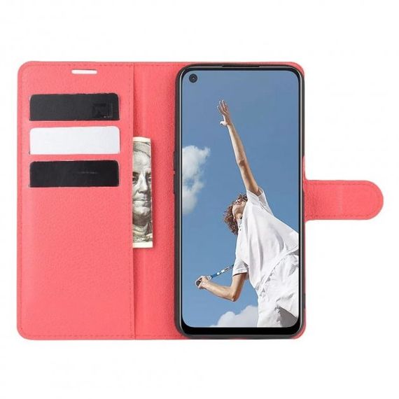 Чохол книжка з кишенями для карт на Oppo A52 колір Червоний | Зображення 1
