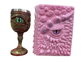 Подарунковий набір Келих 3D Око Зелений і Блокнот 3D «Дракон Єдинорога»