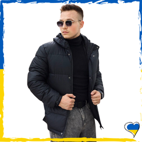 Мужская куртка пуховик черная. Куртка водоотталкивающая. S, M, L, XL, 2XL