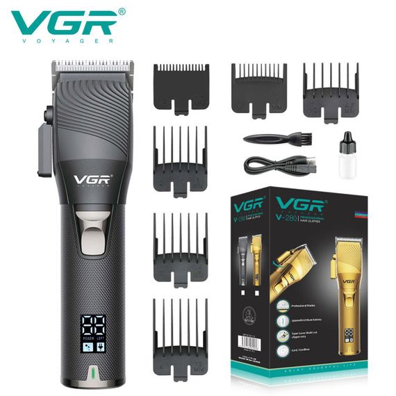 Акумуляторна машинка для стрижки волосся VGR V-280 з дисплеєм та насадками якісна. Колір: чорний