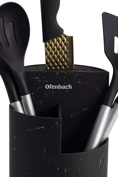 Підставка-колода Ofenbach Black Marble для кухонних ножів і ножиць 16х24см, потрійна кругла | Зображення 2