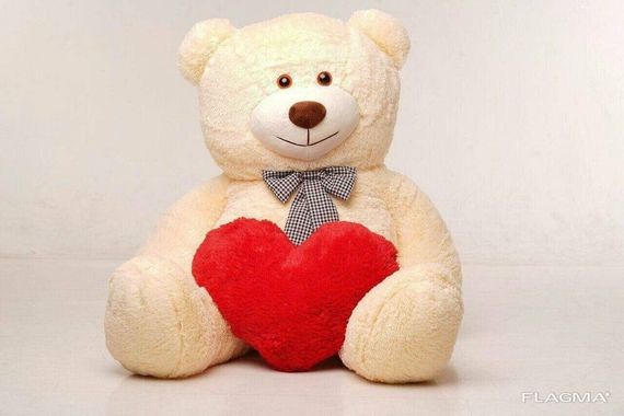 Большой плюшевый мишка с сердечком Yarokuz Джеральд 165 см Персиковый | Зображення 1