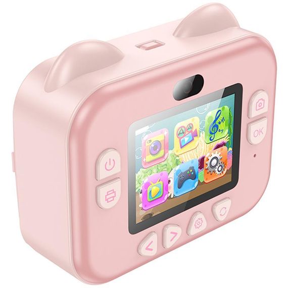 Дитяча фотокамера з моментальним друком Hoco DV204 Dual-camera Pink | Зображення 1