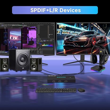 4K при 60 Гц HDMI KVM-перемикач USB 3.0, 2 монітори, 2 комп’ютери, емулятори EDID, KVM-перемикач з підтримкою двох моніторів для 2 ПК (ez-sw21h20a-ku32d) | Зображення 4