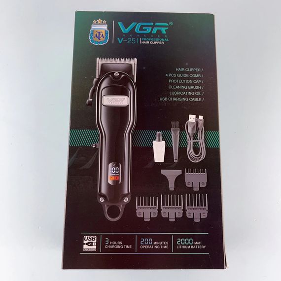 Акумуляторна машинка для стрижки VGR Clipper V-251 з LED-дисплеєм, 4 насадки, 2000 mAh (46215-V-251_554) | Зображення 5
