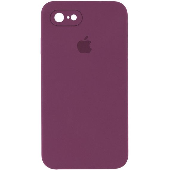 Чехол Silicone Case Square Full Camera Protective (AA) для Apple iPhone 7 / 8 / SE (2020) (4.7") Бордовый / Maroon