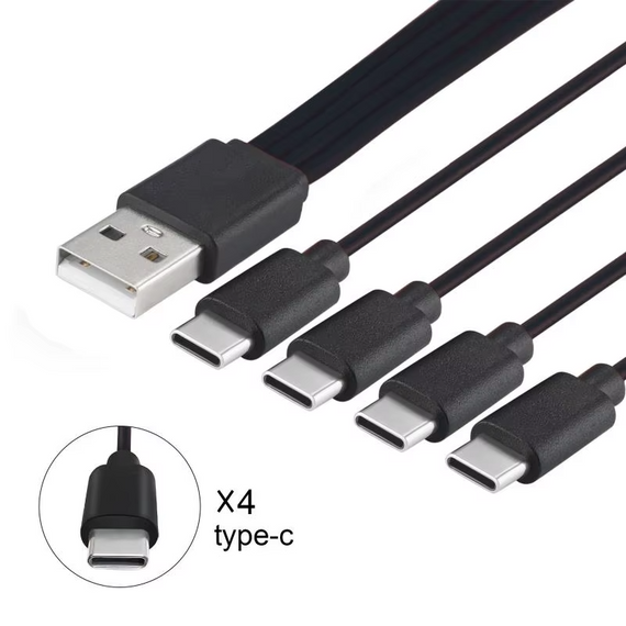 Кабель USB Type-C 4 в 1 Type-C Чорний 0.2 м | Зображення 2