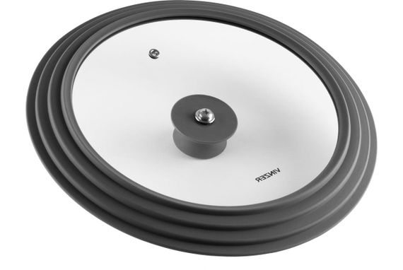Крышка стеклянная Vinzer 24/26/28 см 50253 универсальная с силиконовым ободком | Зображення 2