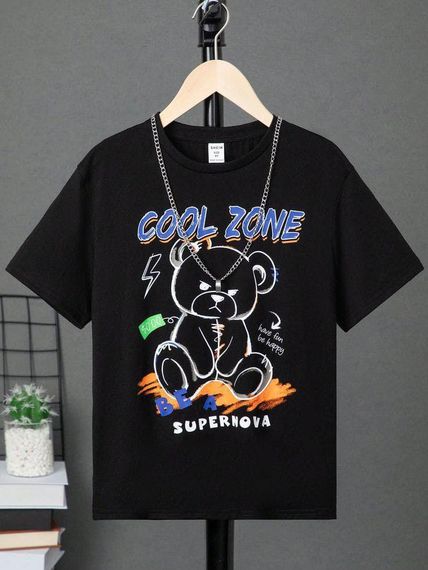 Футболка мужская с принтом повседневная L Черная