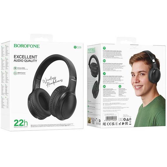 Накладные беспроводные наушники Borofone BO29 Fascinador Black | Зображення 4