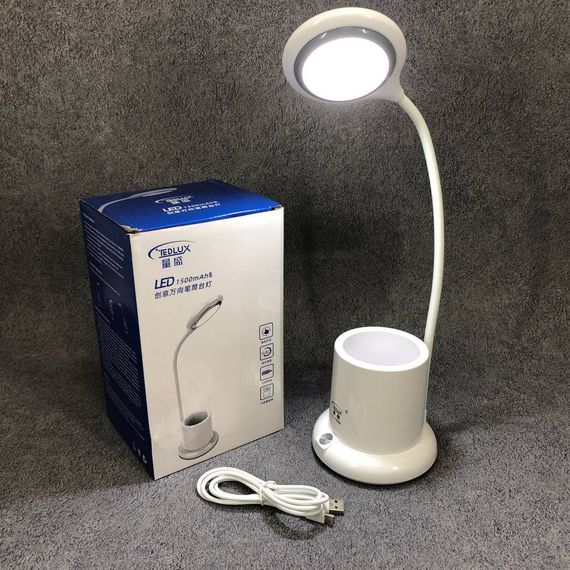 Настольная лампа аккумуляторная на гибкой ножке с органайзером Tedlux TL-1006, usb светильник гибкий | Зображення 1