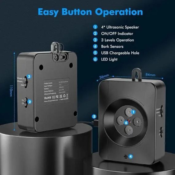Антилай ультразвуковий із 3 регульованими рівнями, Пристрій проти гавкання собак Anti Barking Device Enhance | Зображення 3