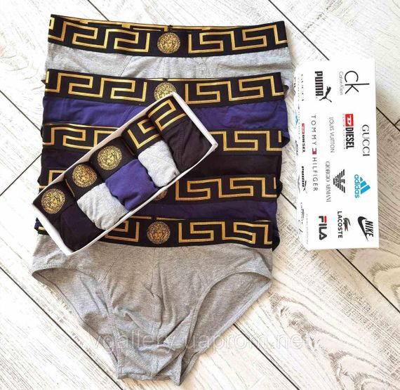 Чоловічі брифи, чоловічі труси сліпи (брифи) ВЕРСАЧІ, труси чоловічі, бріфи чловічі ПРЕМІУМ - Сині Л | Зображення 2