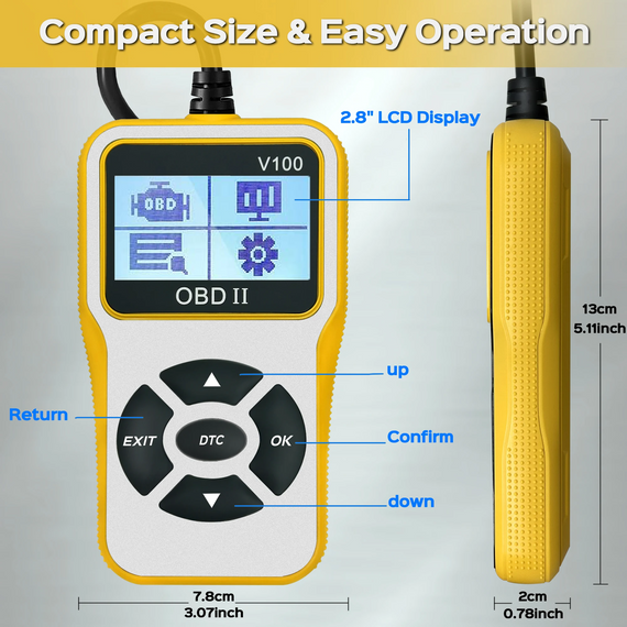 Автомобільний сканер V100 OBD2 універсальний інструмент для діагностики та скидання помилок світло-жовтий | Зображення 6