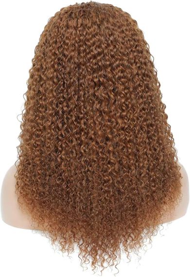 Парик кудрявый Ladiary 50 см из натуральных волос с повязкой, светло-рыжий, густой без клея объемное мини-афро | Зображення 1