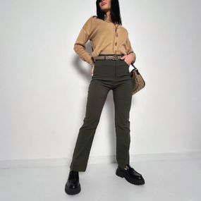 Женские широкие брюки палаццо из джинс-бенгалдина GF01698 цвет хаки, размер 46