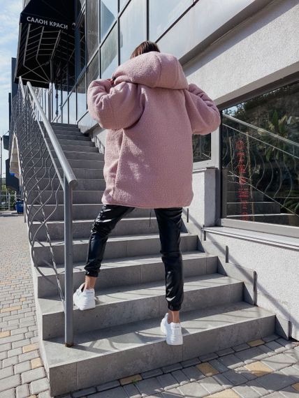 Женская теплая двухсторонняя куртка на меху LY30340 цвет черный + пудровый, размер 42/48 | Зображення 4