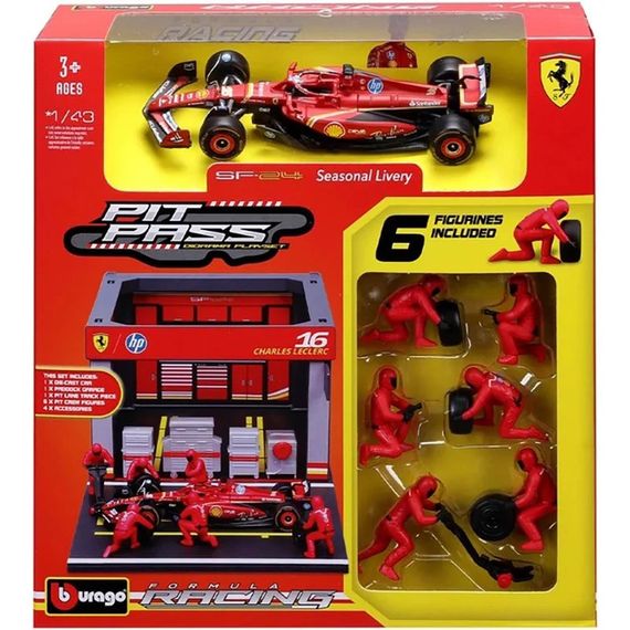 Ігровий набір Формула-1 "Pit Pass Ferrari SF-24" Bburago 18-36862 (#16) | Зображення 4