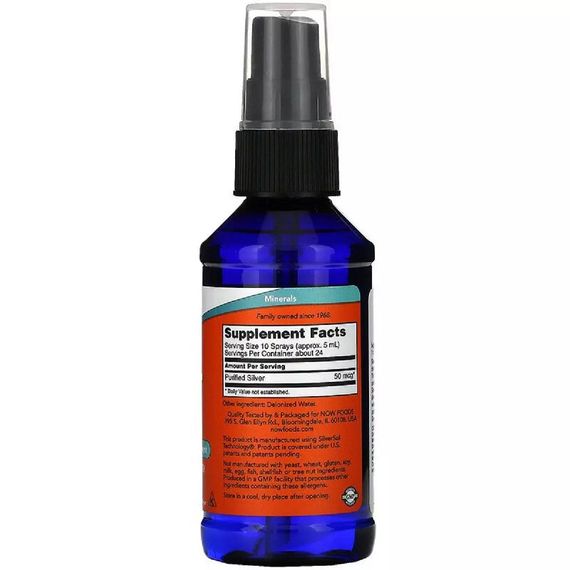 Колоїдне срібло NOW Foods SILVER SOL 10 PPM LIQUID 4 FL OZ 118 ml | Зображення 1