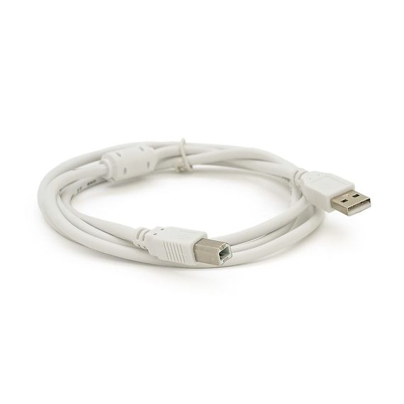 Кабель USB 2.0 AM/BM 1 ferite, пакет, довжина 0, 8 м., білий