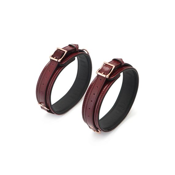 Фіксатори для стегон Liebe Seele Wine Red Thigh Cuffs L Size, натуральна шкіра Sex Aura | Зображення 2