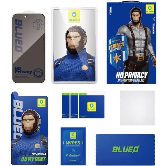 Захисне 2.5D скло Blueo Full Cover Anti-Peep для Apple iPhone 17 Air (6.5") Чорний | Зображення 3