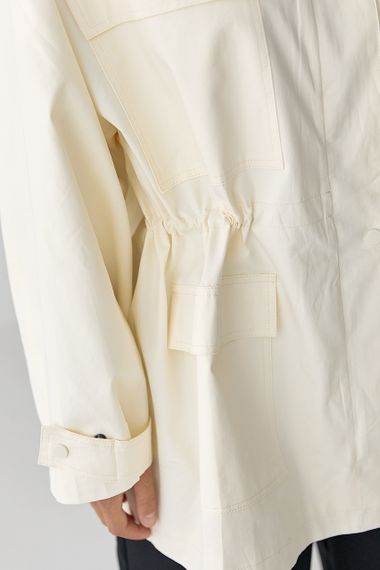 Подовжена жіноча вітрова куртка - кремовий цвет, S (є розміри) | Зображення 3