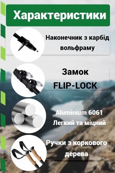 Трекінгові палиці PowerPlay 9110 Friluftsliv Black/White 80-135 см (пара) + 2-ві пари чобітків + чохол (PP_9110_Friluftsliv) | Зображення 8