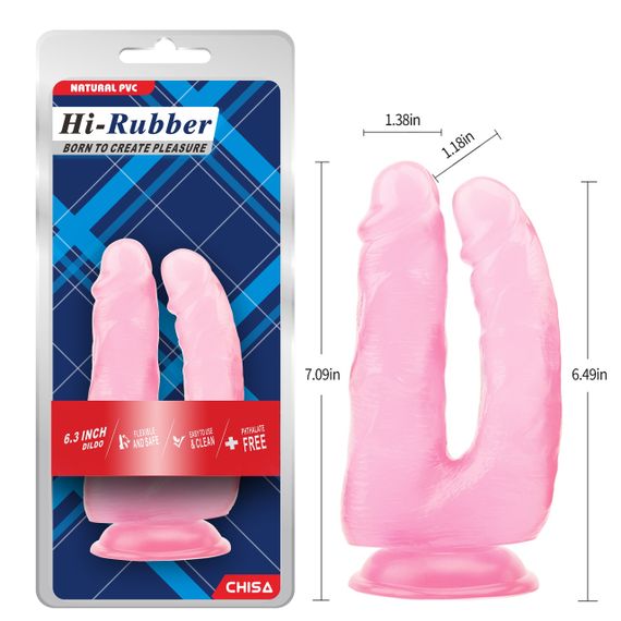 Фаллоимитатор для двойного проникновения Chisa Hi-Rubber, розовый sexstyle | Зображення 6