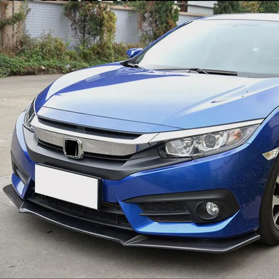 Накладка на передній бампер Lip (Карбон) для Honda Civic Sedan X 2016-2021 рр | Зображення 1