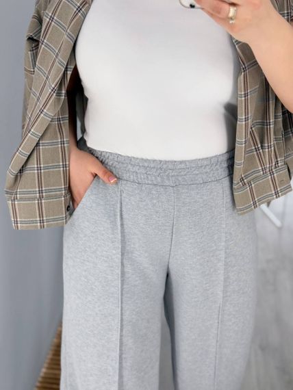 Женские трикотажные штаны палаццо со стрелками BR1727 цвет серый, размер 48/50 | Зображення 1
