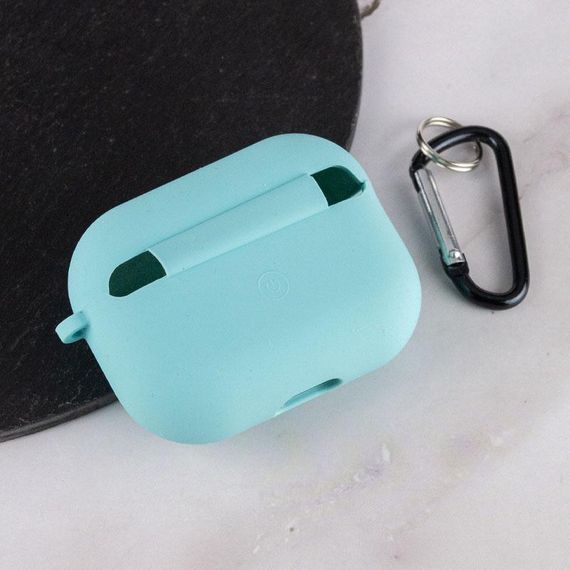Силіконовий футляр з мікрофіброю для навушників Airpods Pro 3 Бірюзовий / Marine Green | Зображення 3
