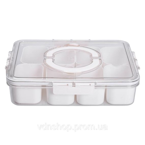 Контейнер для їжі з 8 відсіками 31х24х7 см судок для їжі пластиковий 2.5 л Білий HP-27-3 | Зображення 4