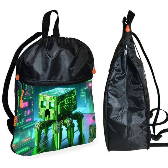 Рюкзак-мешок для обуви,спортивной формы Майнкрафт "Minecraft" детская сумка для сменки с расширителем (01297)