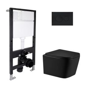 Готовое решение Qtap для ванной комнаты: подвесной унитаз Crow Ultra Quiet 485x340x290 + комплект установки Standard (круглая