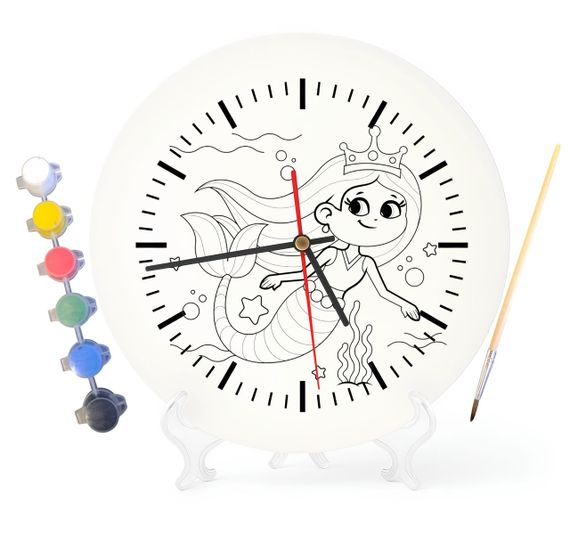 Детский набор для творчества часы раскраска Русалочка 30 см (Г0201)