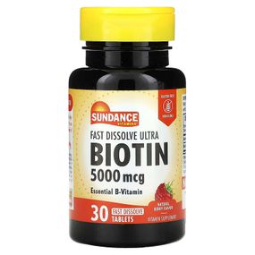 Біотин Sundance Vitamins Fast Dissolve Ultra Biotin, Natural Berry, 5,000 mcg, 30 Fast Dissolve Tablets