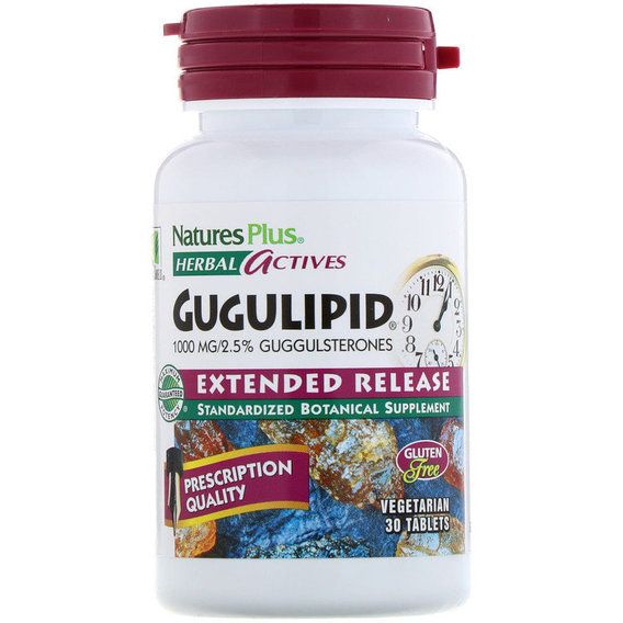 Комплекс для профілактики щитовидної залози Nature's Plus Herbal Actives, Gugulipid, Extended Release 1000 mg 30 Veg Tabs NAP-07328