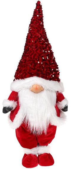 Мяка іграшка Гном red and white 22х16х55 см у паєтках