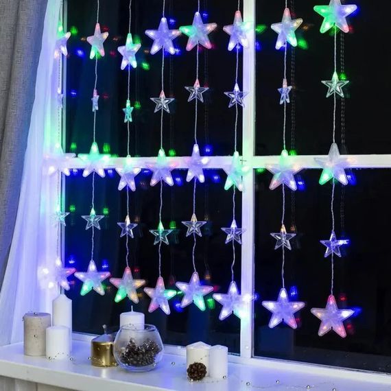 Гірлянда-штора 120LED Зіркопад XMAS Multi, Мультиколор / Світлодіодна гірлянда на вікно 3*1,8 м (234568504_419) | Зображення 2
