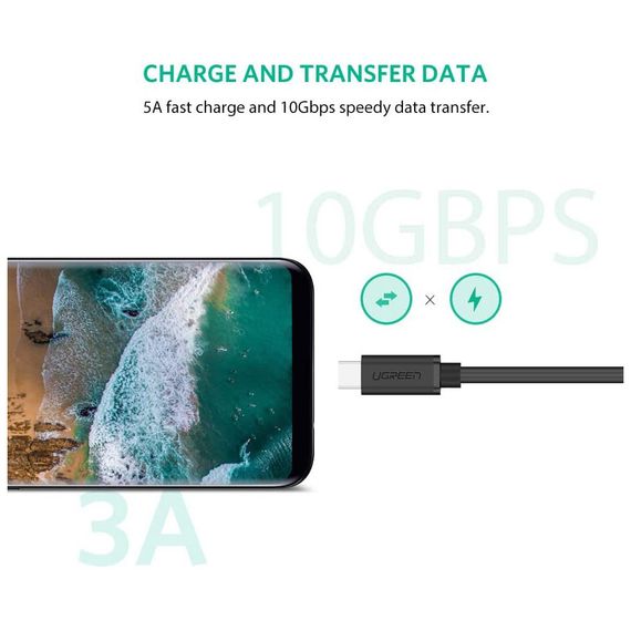 Дата кабель USB-C to USB-C 1.0m USB 3.1Gen2 100W US353 Black Ugreen (10387) | Зображення 5