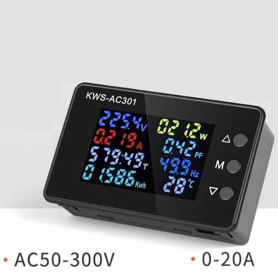 Ваттметр, измеритель параметров напряжения и тока AC KWS-AC301 20А | Зображення 1