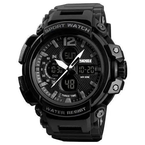 Годинник наручний чоловічий SKMEI 1343BK BLACK, годинник тактичний протиударний. IY-790 Колір: чорний