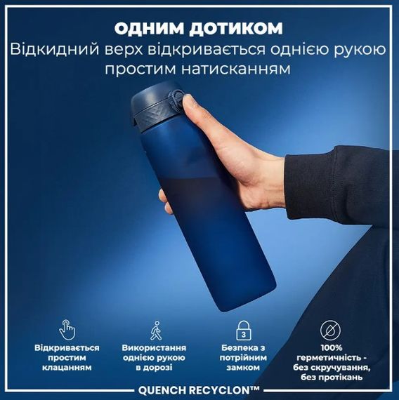Пляшка для води ION8 1000 мл (ЕКО пляшка) BPA Free Navy (I8RF1000NAV) | Зображення 5
