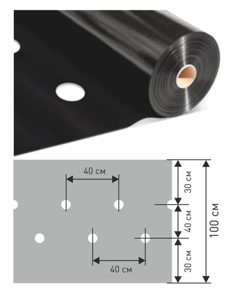 Плівка 30 мкм 1.0м* 1000м плівка чорна для мульчування перфорована | Зображення 5